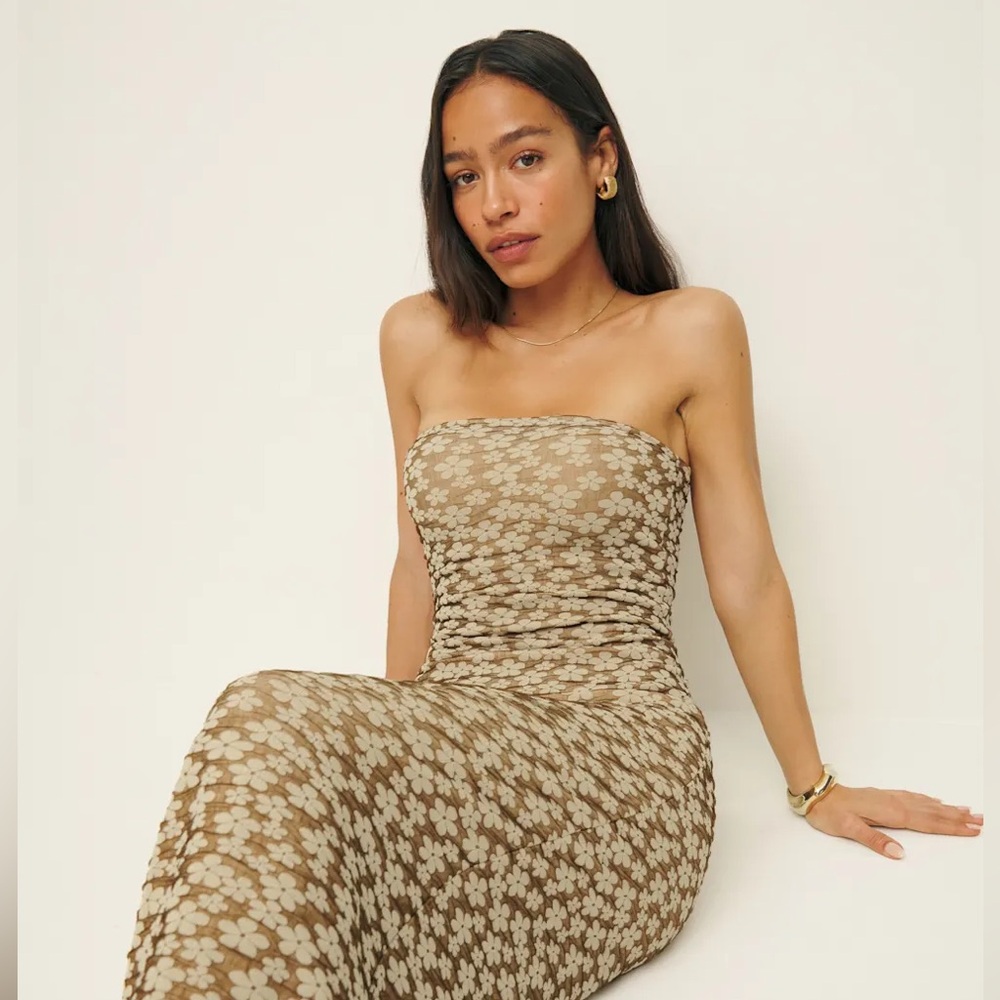 Reformation Ryden Knit Dress in Tan